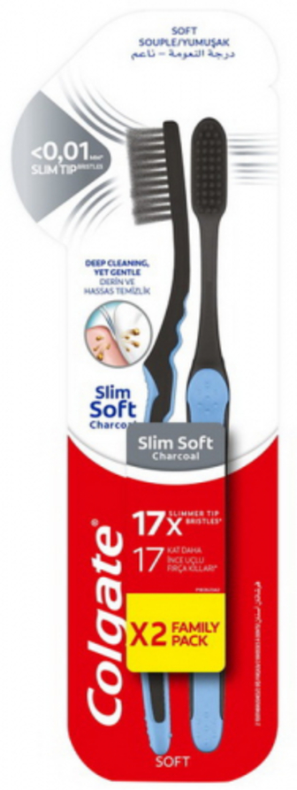Зубна щітка Colgate Slim Soft деревне вугілля ультра м`яка 2шт