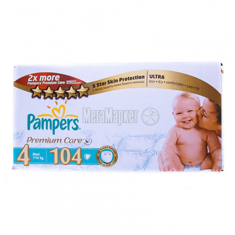 Підгузники Pampers Premium Care Maxi Dry Max 7-18кг 104шт х6