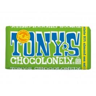 Шоколад Tony's Chocolonely чорний з солоним мигдалем, 180г