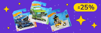 Знижка -25% на кожну машинку по промокоду HOTWHEELS25 при купівлі від 2 штук