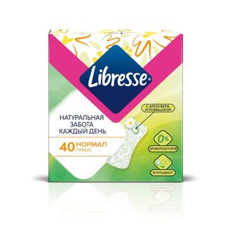 Прокладки щоденні жіночі гігієнічні Libresse Natural care pantyliners normal №40