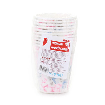 Набір паперових стаканів Auchan кольоровий, 250 мл, 10 шт.
