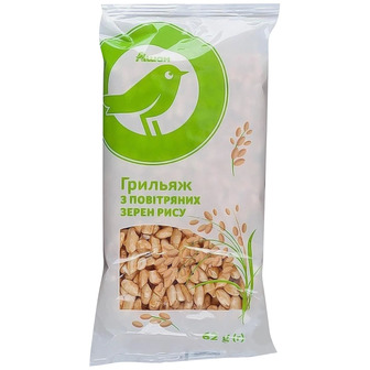 Грильяж Auchan з повітряних зерен рису, 62 г