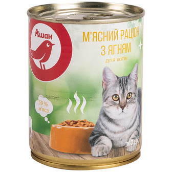 Корм для котів Auchan М'ясний з ягням, 360 г (4823090121174)