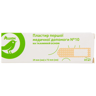 Пластир тканинний Auchan Еко пласт №10, 19х72 мм