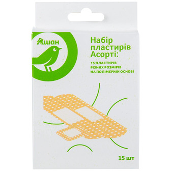 Набір пластирів Аuchan Асорті, 15 шт.
