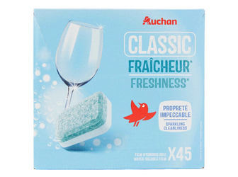 Таблетки для посудомийної машини Auchan, Класична свіжість, 45 шт.