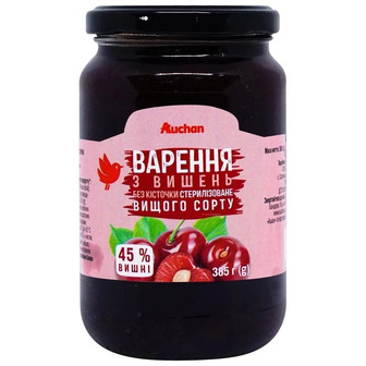 Варення Ашан з вишень без кісточки 385 г