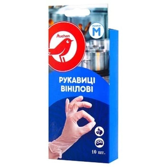 Рукавички Auchan вінілові розміри М, 10 шт.