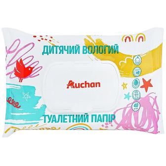 Папір туалетний Auchan вологий дитячий, 40 шт.