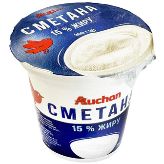 Сметана Auchan 15% 300 г (4823090134235)