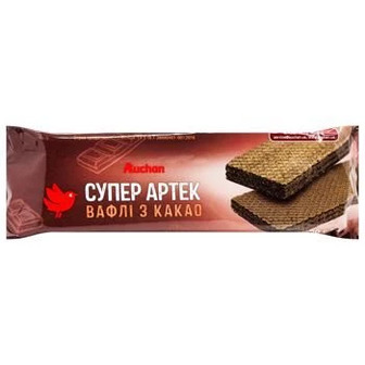 Вафлі Auchan Супер Артек з какао 90г