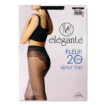 Колготки жіночі Elegante Fleur 20 den nero р.4