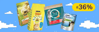 До -36% на корм для собак и кошек Friskies, Purina ONE и Dentalife