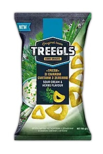 Снеки TREEGLS кукурудзяні зі смаком Сметани з зеленню 75г