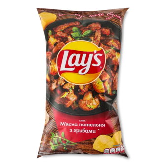 Чипси Lay's смак м'ясна пательня з грибами