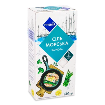 Сіль «Премія»® морська помел №1, картонна коробка, 750г (750г)