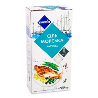Сіль «Премія»® морська натуральна харчова помел №3, 750г (750г)