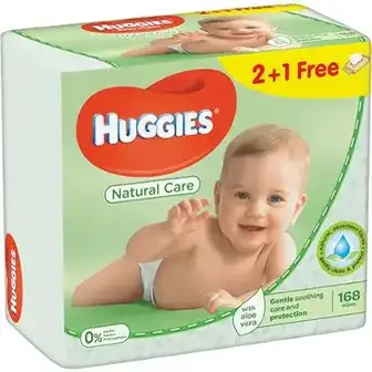 Серветки Huggies Natural Care вологі для дітей 168 шт