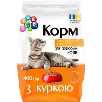 Корм для котів ЧИСТА ВИГОДА! з куркою повнораціонний сухий 400 г