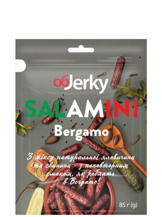 Ковбаски сиров'ялені Salamini Bergamo, Objerky, 85г