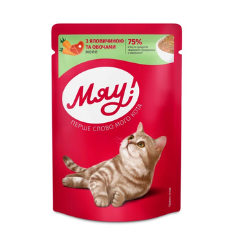 Корм для котів Мяу з яловичиною та овочами 85 г (4820269142596)