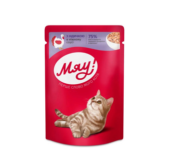 Корм для котів Мяу з індичкою в ніжному соусі 85 г (4820269142602)