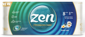 Туалетний папір Zen Premium Ocean Spa 3 шари 8 рулонів