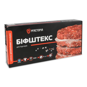 Біфштекс «М'ясторія» з яловичини шок-фриз (540г)