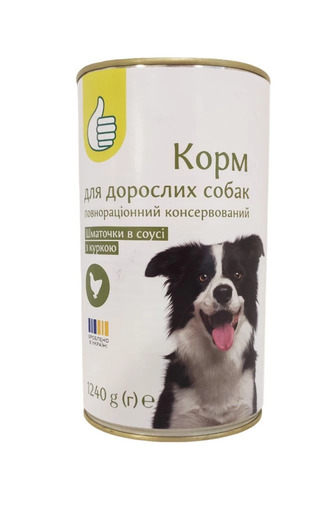 Корм вологий Auchan з куркою для дорослих собак 1240 г (4823090135553)