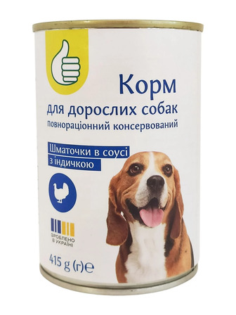 Корм вологий Auchan з індичкою для дорослих собак 415 г (4823090135539)