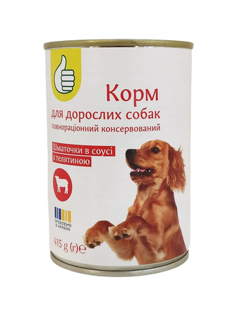 Корм вологий Auchan з телятиною для дорослих собак 415 г (4823090135515)