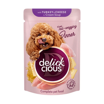 Корм для собак Delickcious Смужки з індичкою та сиром в крем-супі 85 г (4820269141810)