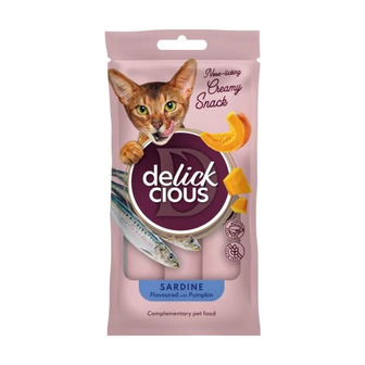 Ласощі для котів Delickcious сардина з додаванням гарбуза 4 шт х 15 г (4820269141636)