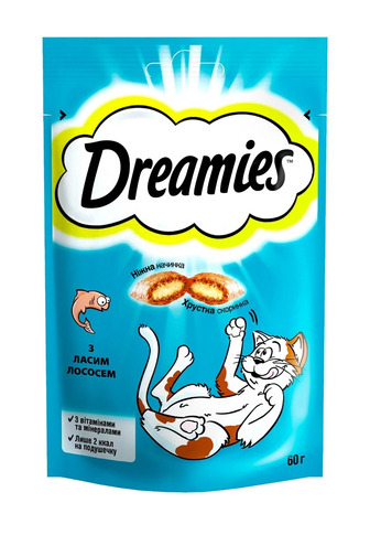 Ласощі для котів Dreamies з лососем, 60 г (4008429037962)