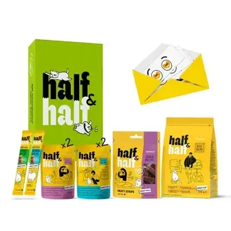 Набір кормів і ласощів для котів Half&Half Пет-щастя 760 г - асорті