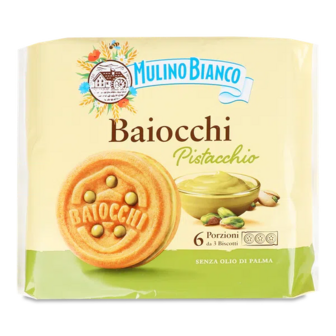 Печиво-сендвіч Mulino Bianco Baiocchi з фісташковим кремом (168г)