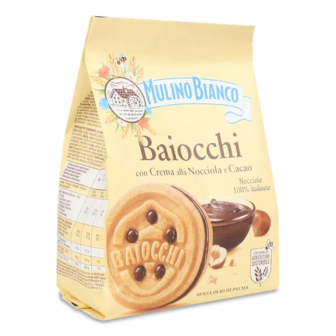 Печиво-сендвіч Mulino Bianco Baiocchi з шоколадно-горіховим кремом (260г)