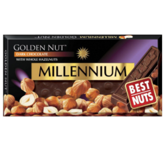 Шоколад Millennium Gold з цілим горіхом чорн.100г