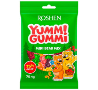 Цукерки Roshen Yummi Gummi Mini Bear Mix 70г