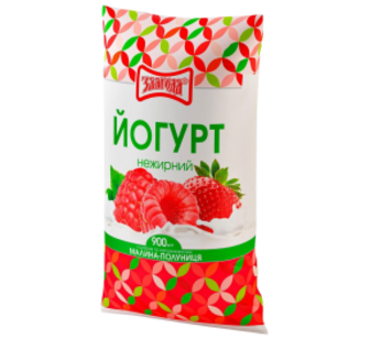 Йогурт Злагода Малина-Полуниця н/ж 900г плівка