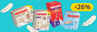 До -26% на дитячі підгузки та вологі серветки Huggies