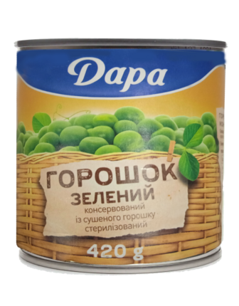 Горошок Дара консервований 420г з/б