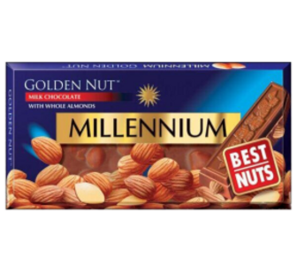Шоколад Millennium Gold ціл.горіх+мигд,мол.100г