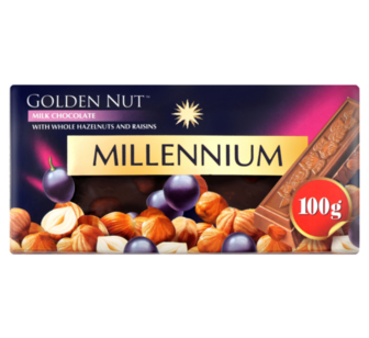 Шоколад Millennium Gold з цілий гор./родз.мол.100г