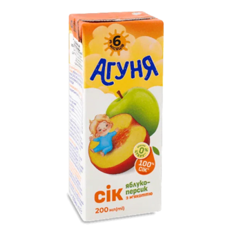 Сік Агуня яблуко-персик з м'якоттю (200мл)