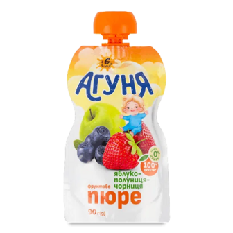 Пюре Агуня Яблуко-полуниця-чорниця (90г)