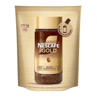 Кава 200 г Nescafe Gold розчинна сублімована м/уп 