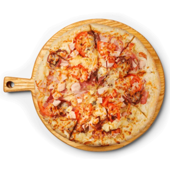 Піца м'ясна з білим соусом (500г)