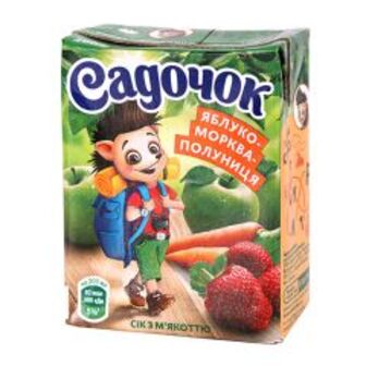 Сік Садочок яблуко,морква,полуниця 0,2л
